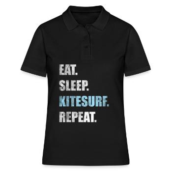 Kitesurfen Kitesurfer Kiteboarden Kiteboarder - Frauen Polo Shirt - Schwarz - Vorne - Ailine (174cm)