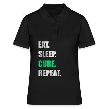 Eat Sleep Cube Repeat - Frauen Polo Shirt - Schwarz - Vorne - Ailine (174cm)