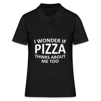 Pizza Pizzeria Dire Cadeau - Polo Femme - noir - Devant - Ailine (174cm)