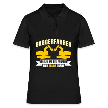 Baggerfahrer lustiger Spruch mit Grube - Frauen Polo Shirt - Schwarz - Vorne - Ailine (174cm)