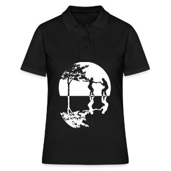 Boogie Woogie Tanz -Mond Spiegelung - Frauen Polo Shirt - Schwarz - Vorne - Ailine (174cm)