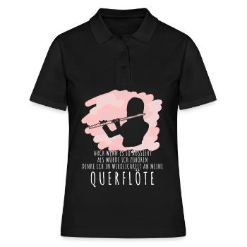 Querflöte - Querflöten Sprüche lustig - Frauen Polo Shirt - Schwarz - Vorne - Ailine (174cm)