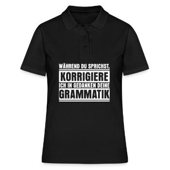 Rechtschreibung Grammatik korrigeren - Frauen Polo Shirt - Schwarz - Vorne - Ailine (174cm)