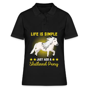 Shetlandpony Reiten Shetland Pony Shetty - Frauen Polo Shirt - Schwarz - Vorne - Ailine (174cm)