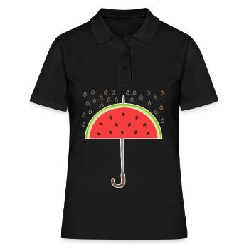 Wassermelone Regenschirm Melonen Kerne - Frauen Polo Shirt - Schwarz - Vorne - Ailine (174cm)