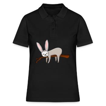 Lapin de Pâques Lapin Paresseux Lapin Pâques - Polo Femme - noir - Devant - Ailine (174cm)