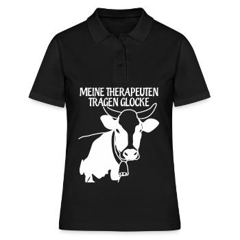 Vache Allgäu avec cloche Allgäuer - Polo Femme - noir - Devant - Ailine (174cm)