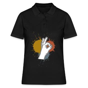 Regardé dans des taches rétro Regardé dans - Polo Femme - noir - Devant - Ailine (174cm)