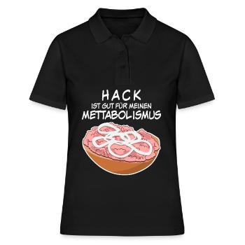 Mettbrötchen Hackfleisch Mett Mettigel - Frauen Polo Shirt - Schwarz - Vorne - Ailine (174cm)