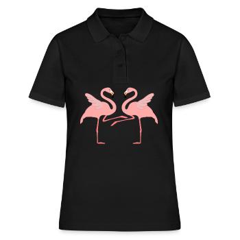Boogie Woogie Flamingos Tanzen Swing - Frauen Polo Shirt - Schwarz - Vorne - Ailine (174cm)
