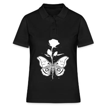 Papillon rose motte occulte mystique gothique - Polo Femme - noir - Devant - Ailine (174cm)