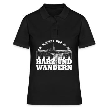 Harz Harzer Wandern Urlaub Brocken - Frauen Polo Shirt - Schwarz - Vorne - Ailine (174cm)