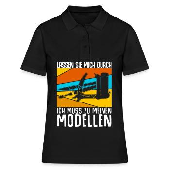 Modellbau Retro Modellbauer - Frauen Polo Shirt - Schwarz - Vorne - Ailine (174cm)