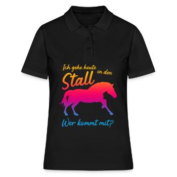 Haflinger Stall Pferd - Frauen Polo Shirt - Schwarz - Vorne - Ailine (174cm)