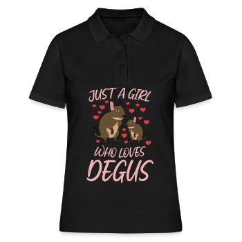 Degu Herz Degus - Frauen Polo Shirt - Schwarz - Vorne - Ailine (174cm)