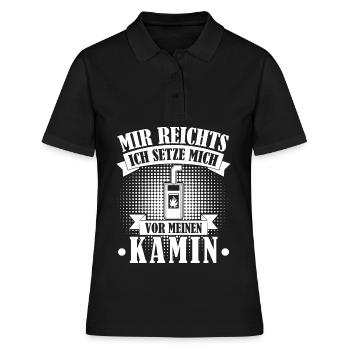Kamin Ofen Brennholz Kaminofen - Frauen Polo Shirt - Schwarz - Vorne - Ailine (174cm)