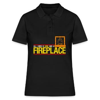 Kamin Ofen Wein Feuerstelle Kaminofen - Frauen Polo Shirt - Schwarz - Vorne - Ailine (174cm)