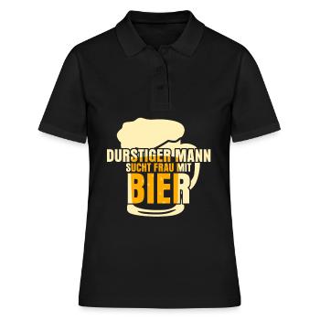 Bier Durstiger Mann Biertrinker - Frauen Polo Shirt - Schwarz - Vorne - Ailine (174cm)