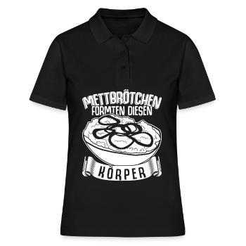 Mettbrötchen Hackfleisch Mett Mettigel - Frauen Polo Shirt - Schwarz - Vorne - Ailine (174cm)