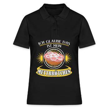 Mettigel Mettbrötchen Hackfleisch Mett - Frauen Polo Shirt - Schwarz - Vorne - Ailine (174cm)
