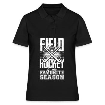Field Hockey Player - Frauen Polo Shirt - Schwarz - Vorne - Ailine (174cm)