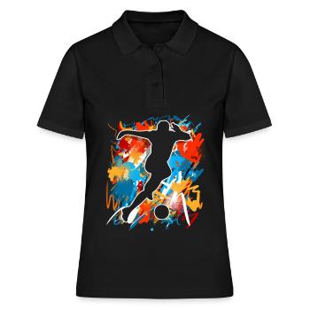 Joueurs de football - Polo Femme - noir - Devant - Ailine (174cm)