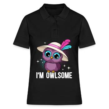 I'M Owlsome Eule Eulen - Frauen Polo Shirt - Schwarz - Vorne - Ailine (174cm)
