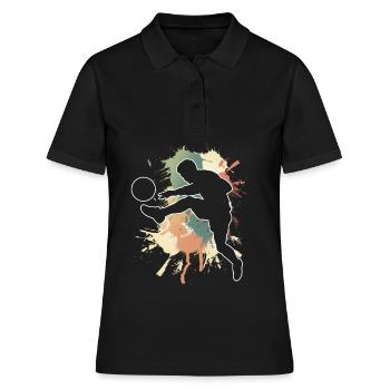 Joueurs de football - Polo Femme - noir - Devant - Ailine (174cm)