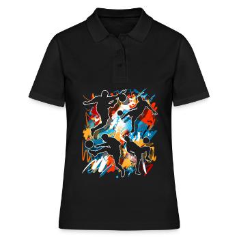 Joueurs de football - Polo Femme - noir - Devant - Ailine (174cm)