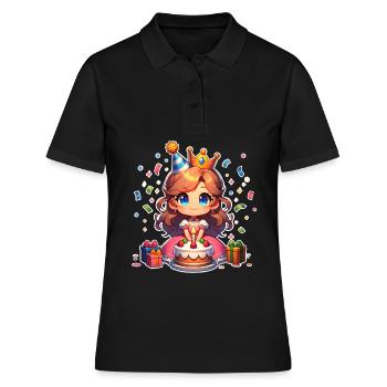 Confettis d’anniversaire de princesse - Polo Femme - noir - Devant - Ailine (174cm)