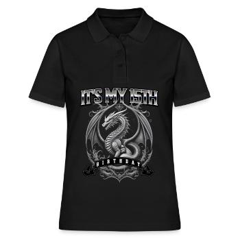 Dragon 15th Birthday Dragon - Women's Polo Shirt - black - Front - Ailine (174cm)