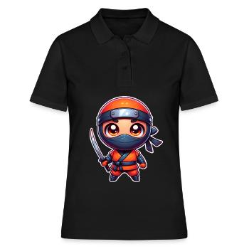Ninja - Frauen Polo Shirt - Schwarz - Vorne - Ailine (174cm)