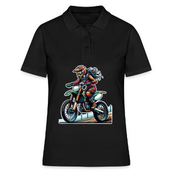 Motocross Femmes Filles Fille - Polo Femme - noir - Devant - Ailine (174cm)