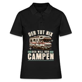 Camping Campen Camper - Frauen Polo Shirt - Schwarz - Vorne - Ailine (174cm)