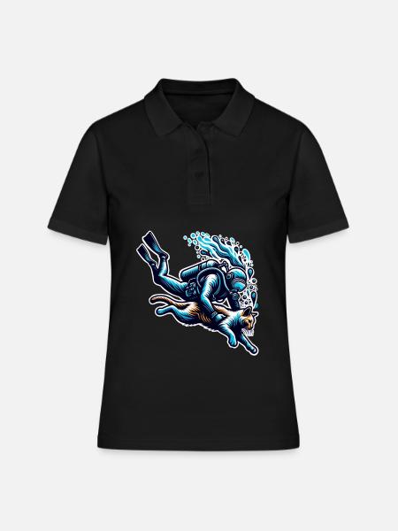 Plongée Plongeur Chat - Polo Femme - noir