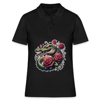 Alligator - Frauen Polo Shirt - Schwarz - Vorne - Ailine (174cm)
