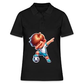 Soccer Soccer Dabbing - Polo Femme - noir - Devant - Ailine (174cm)