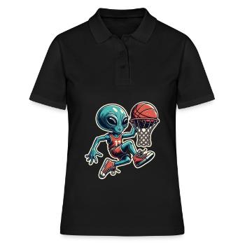 Basketball Dunking Alien - Women's Polo Shirt - black - Front - Ailine (174cm)