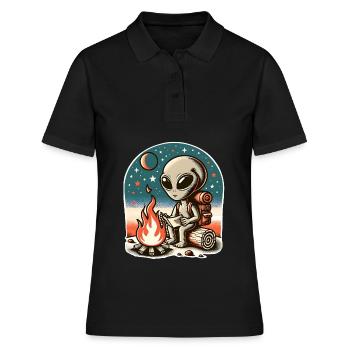 Alien Lagerfeuer Wanderung - Frauen Polo Shirt - Schwarz - Vorne - Ailine (174cm)