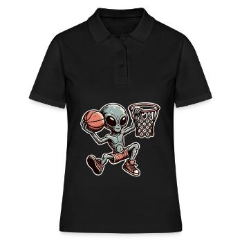 Basketball Dunking Alien - Women's Polo Shirt - black - Front - Ailine (174cm)