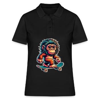 Neanderthal Skateboard Skater - Women's Polo Shirt - black - Front - Ailine (174cm)