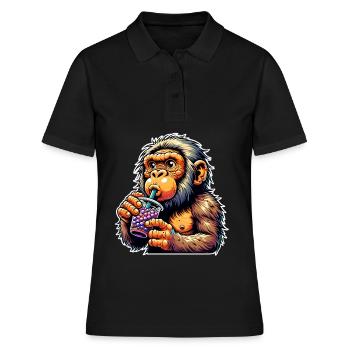 Neanderthal Bubble Tea - Women's Polo Shirt - black - Front - Ailine (174cm)