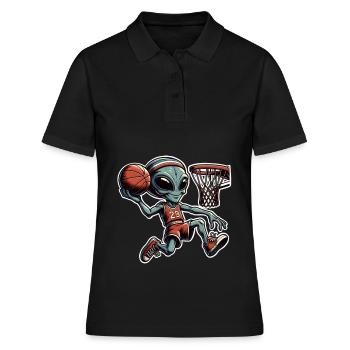 Alien Basketball Dunking - Women's Polo Shirt - black - Front - Ailine (174cm)
