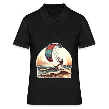 Kitesurf Kitesurfer Kiteboard - Frauen Polo Shirt - Schwarz - Vorne - Ailine (174cm)