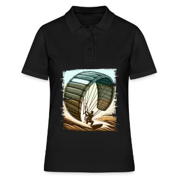 Kitesurf Kitesurfer Kiteboard - Frauen Polo Shirt - Schwarz - Vorne - Ailine (174cm)