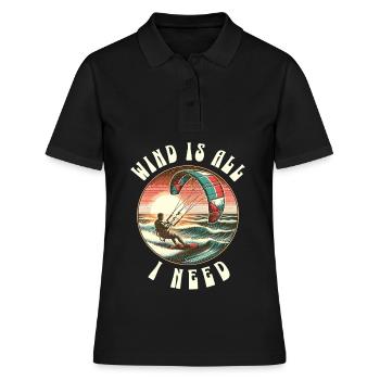 Kitesurf Kitesurfer Kiteboard - Frauen Polo Shirt - Schwarz - Vorne - Ailine (174cm)