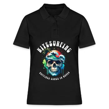 Kitesurfen Kitesurfer Kiteboard - Frauen Polo Shirt - Schwarz - Vorne - Ailine (174cm)