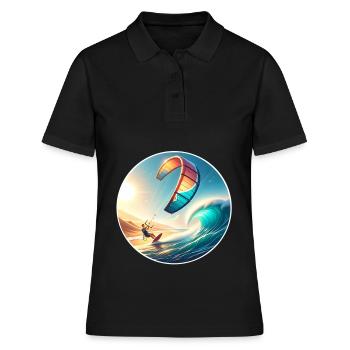 Kitesurfen Kitesurfer Kiteboard - Frauen Polo Shirt - Schwarz - Vorne - Ailine (174cm)