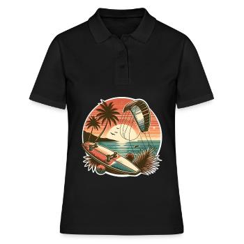 Kitesurfen Kitesurfer Kiteboard - Frauen Polo Shirt - Schwarz - Vorne - Ailine (174cm)