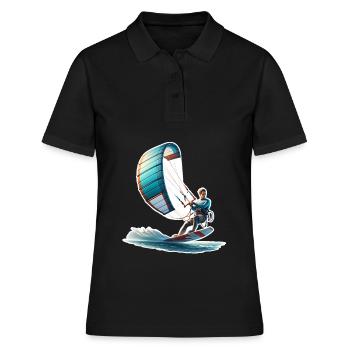 Kitesurfen Kitesurfer Kiteboard - Frauen Polo Shirt - Schwarz - Vorne - Ailine (174cm)